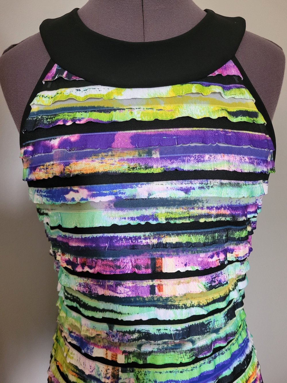 Joseph Ribkoff Multicolor Striped Ruffle Sheath Dress - Size 6 - Picture 4 of 9
